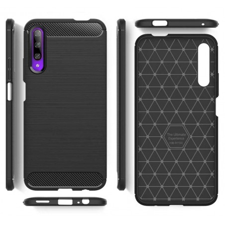 Funda Gel Tpu Tipo Carbon Negra para Huawei P Smart Pro