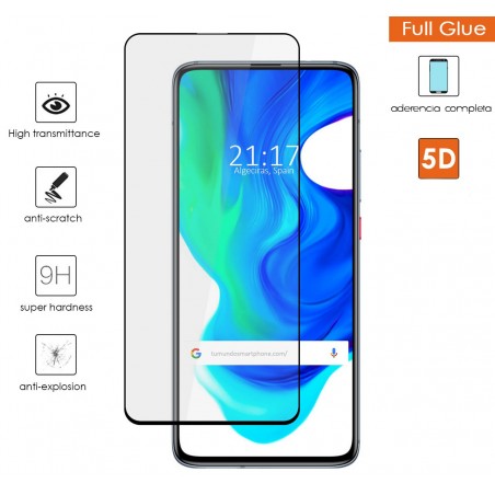 Protector Cristal Templado Completo 5D Full Glue Negro para Xiaomi POCO F2 Pro
