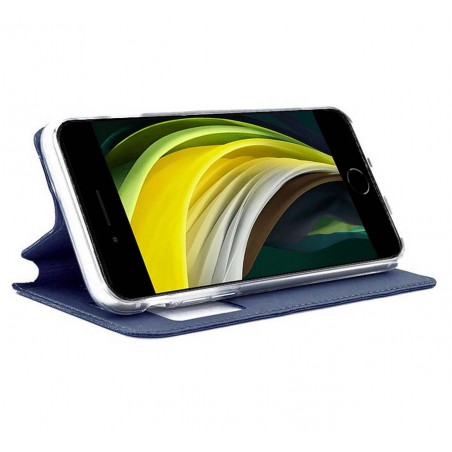 Funda Libro Soporte con Ventana para Iphone SE 2020 color Azul