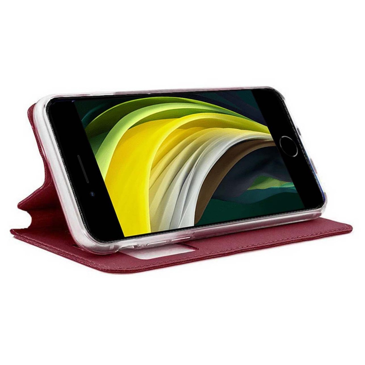 Funda Libro Soporte con Ventana para Iphone SE 2020 color Roja
