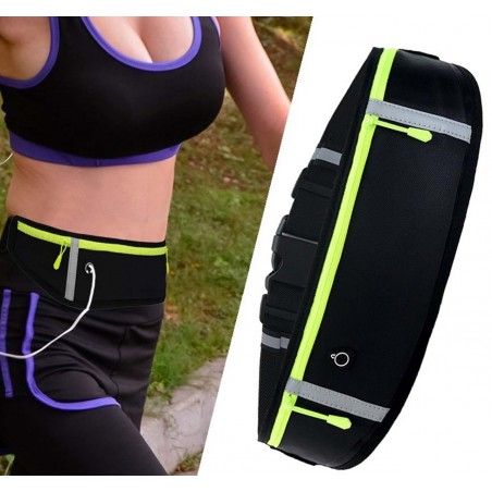 Cinturon Riñonera Reflectante para Correr Color Negro