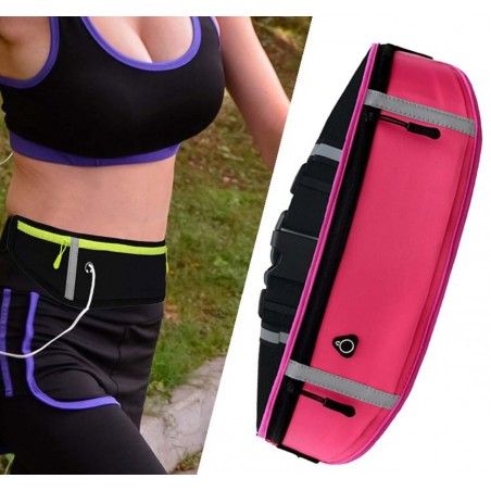 Cinturon Riñonera Reflectante para Correr Color Rosa