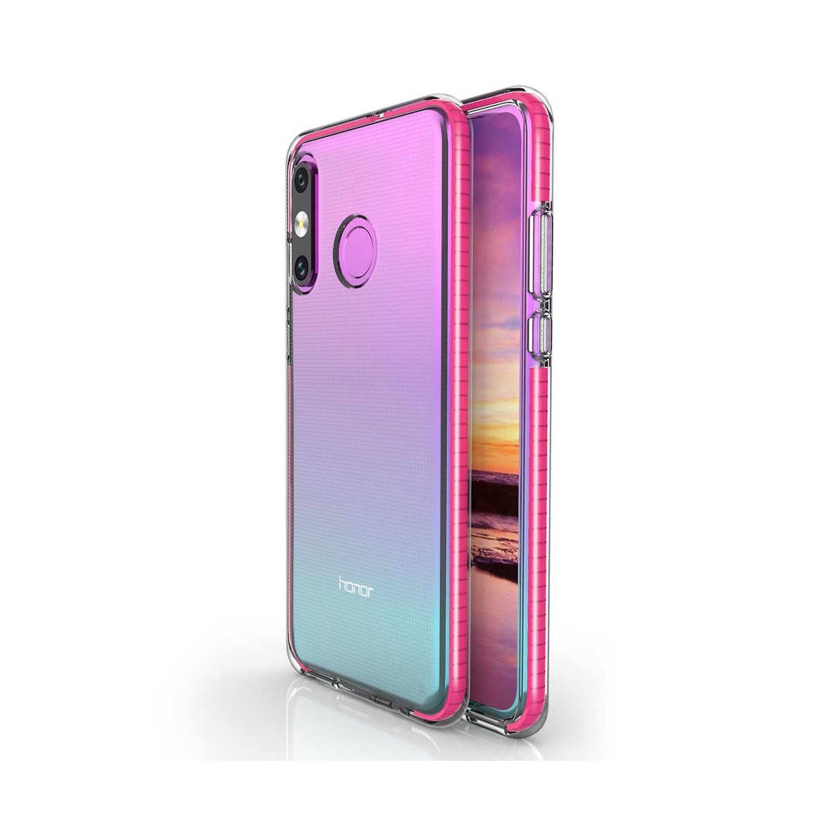 Funda Silicona Gel Tpu transparente con Marco Rosa para Huawei P30 Lite