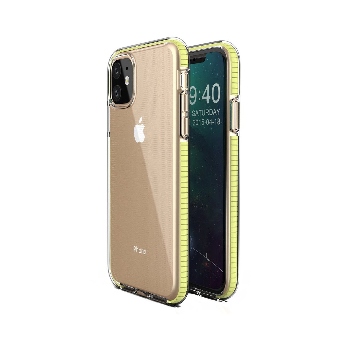 Funda Silicona Gel Tpu transparente con Marco Amarillo para Iphone 11