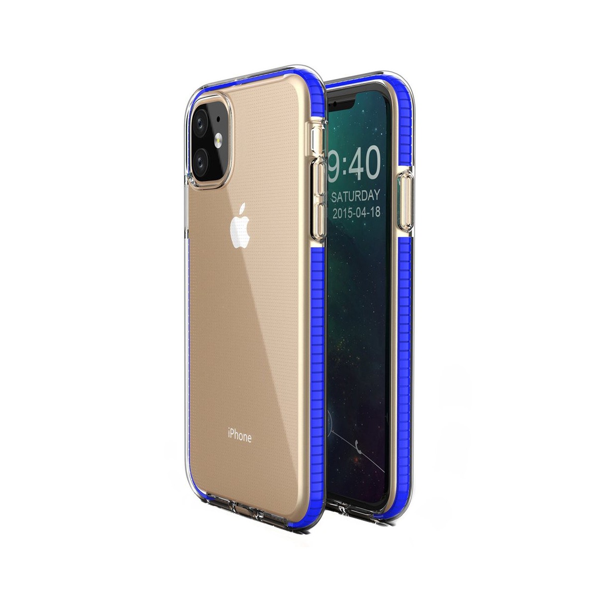 Funda Silicona Gel Tpu transparente con Marco Azul para Iphone 11
