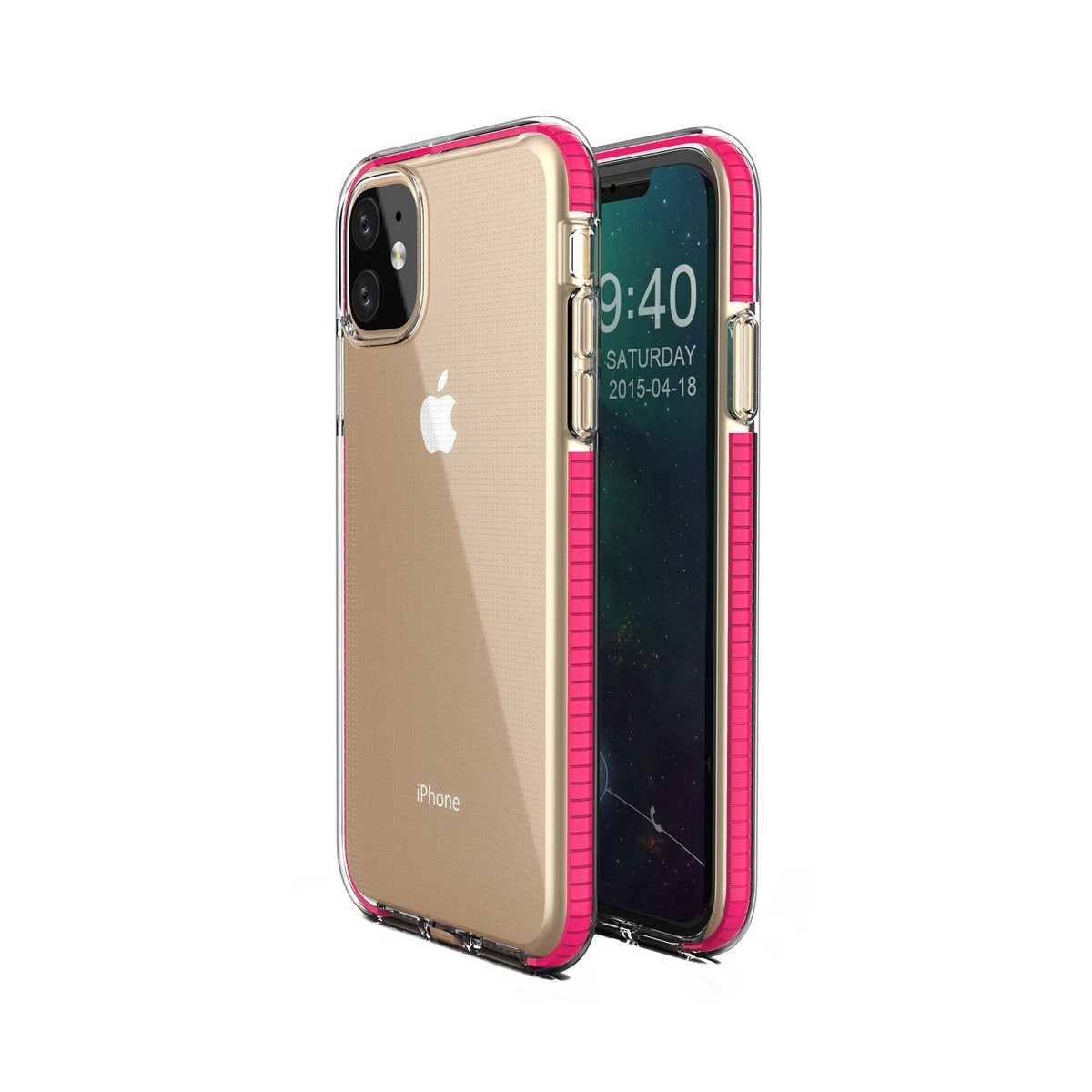 Funda Silicona Gel Tpu transparente con Marco Rosa para Iphone 11