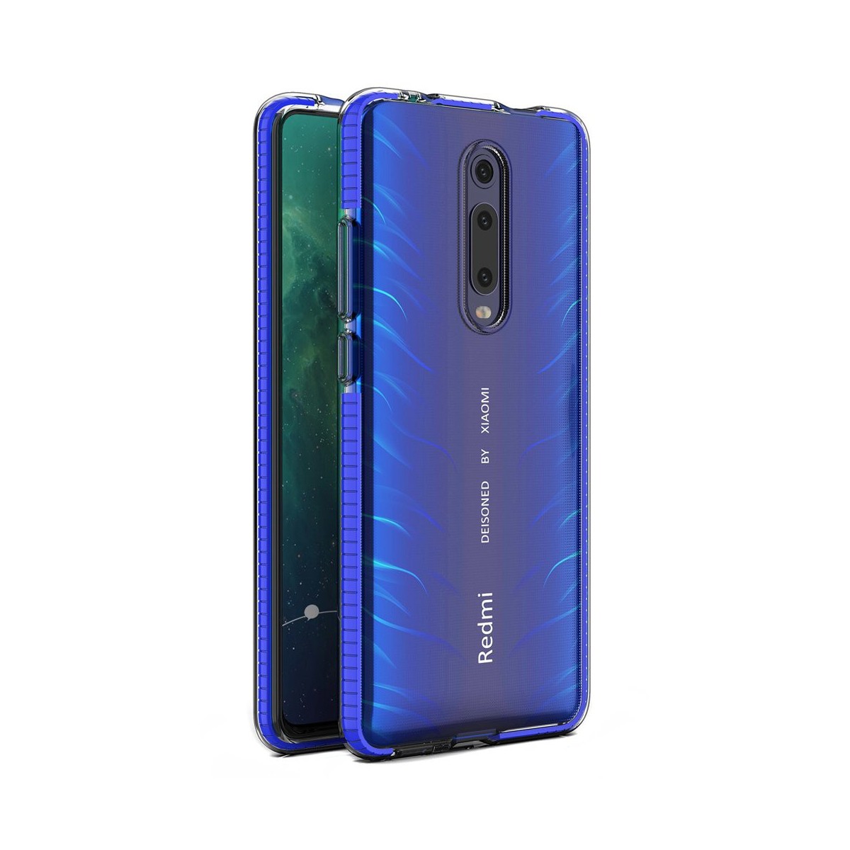 Funda Silicona Gel Tpu transparente con Marco Azul para Xiaomi Mi 9T / Mi 9T Pro