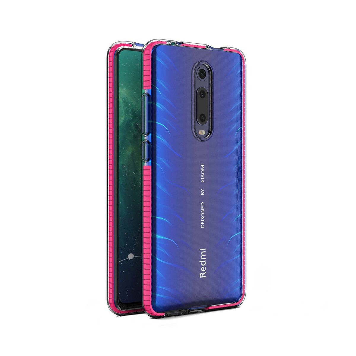 Funda Silicona Gel Tpu transparente con Marco Rosa para Xiaomi Mi 9T / Mi 9T Pro