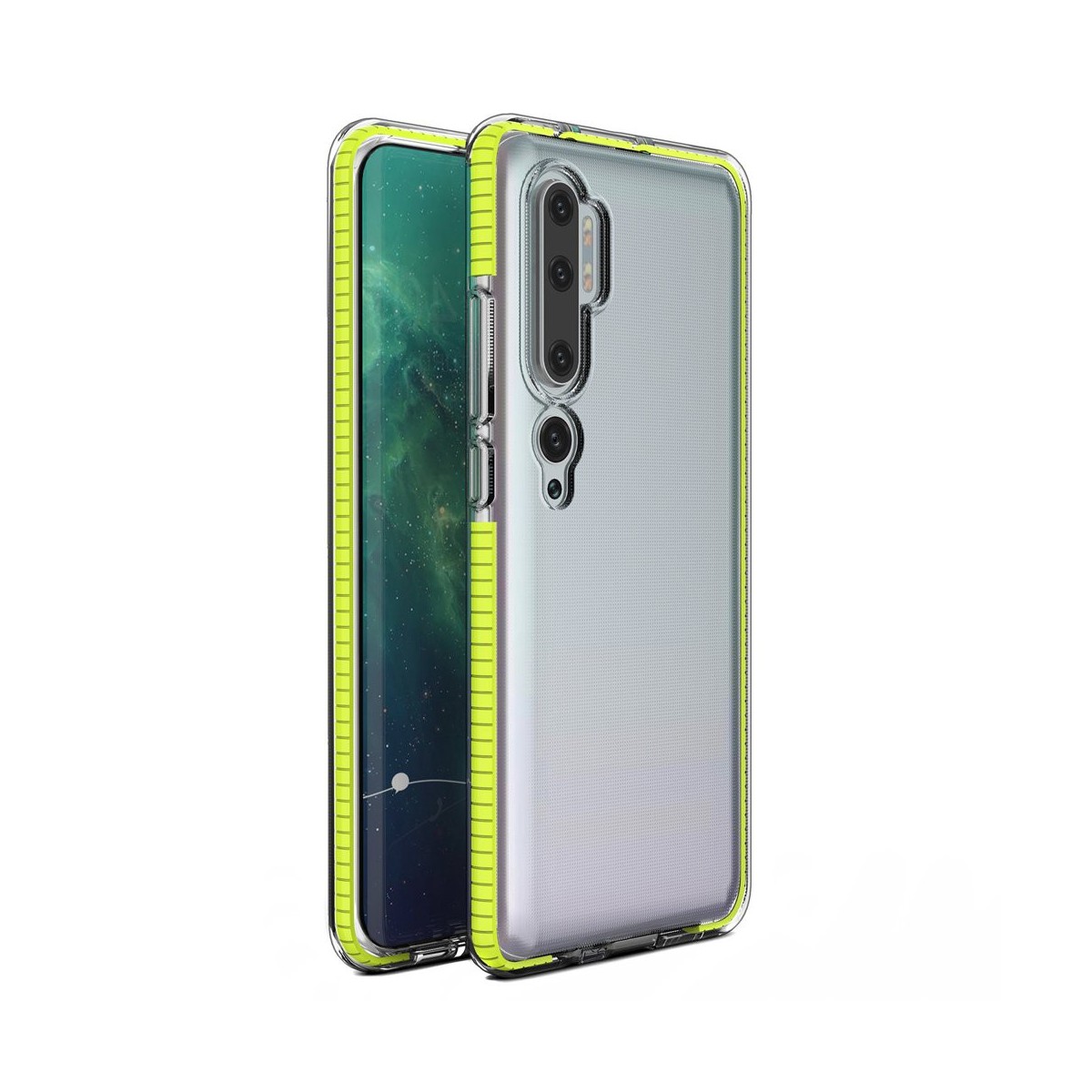Funda Silicona Gel Tpu transparente con Marco Amarillo para Xiaomi Mi Note 10