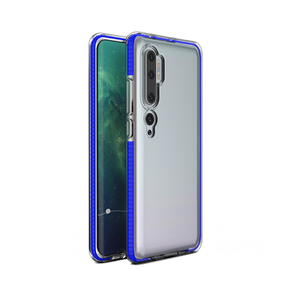 Funda Silicona Gel Tpu transparente con Marco Azul para Xiaomi Mi Note 10
