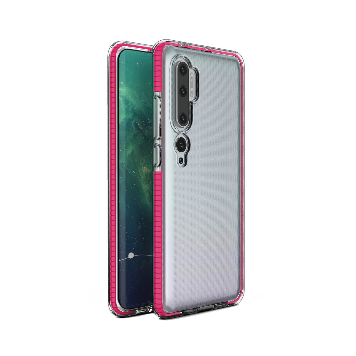Funda Silicona Gel Tpu transparente con Marco Rosa para Xiaomi Mi Note 10
