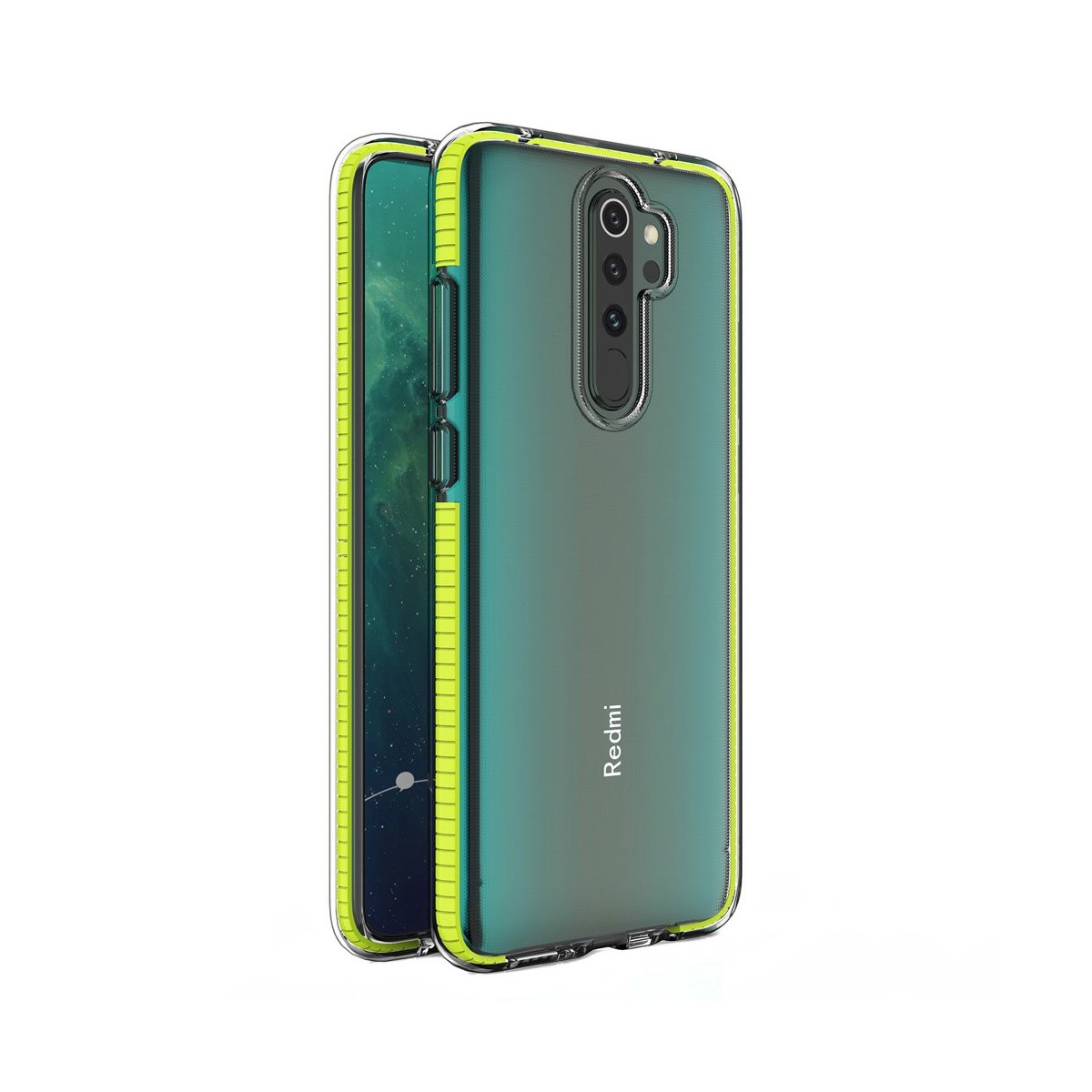 Funda Silicona Gel Tpu transparente con Marco Amarillo para Xiaomi Redmi Note 8 Pro