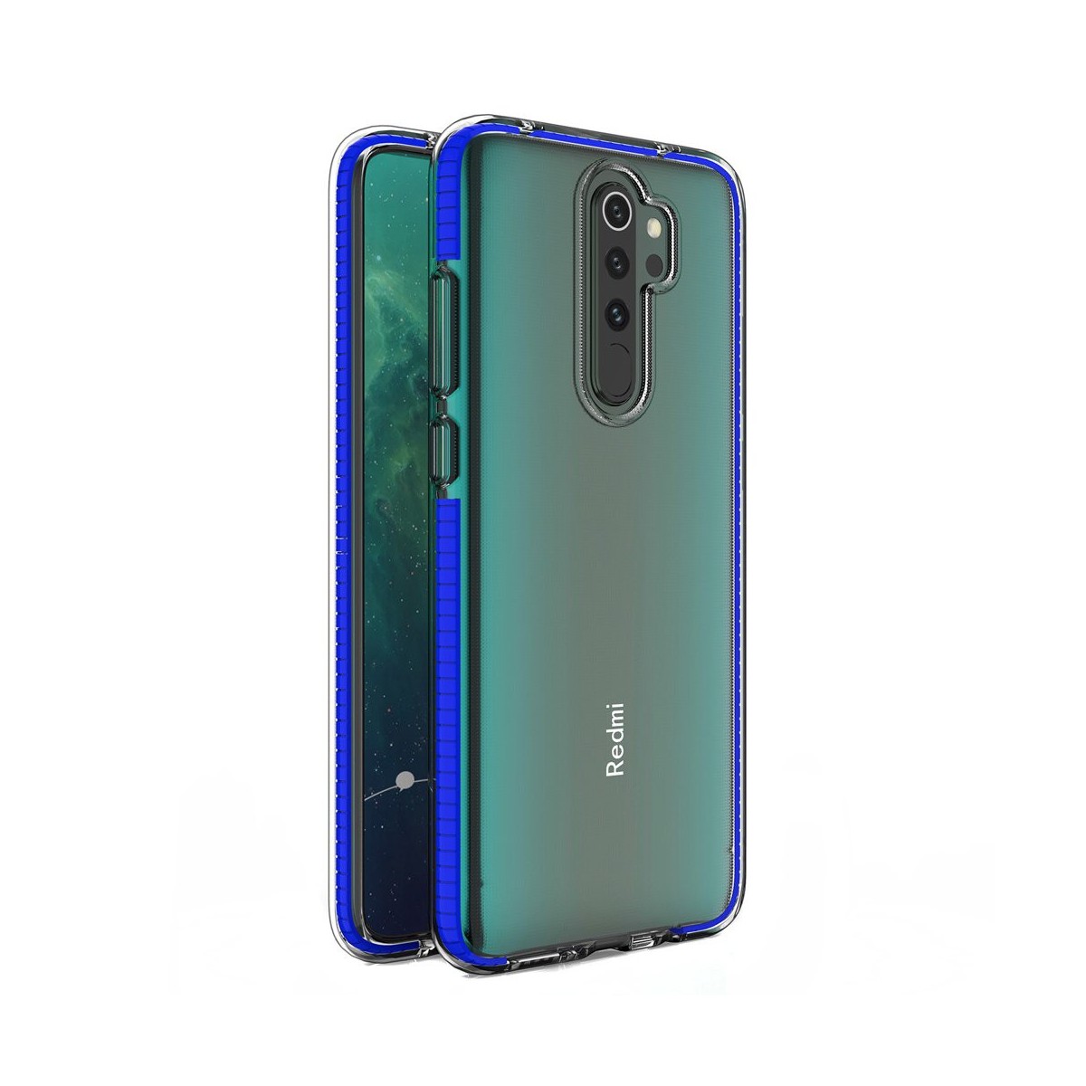 Funda Silicona Gel Tpu transparente con Marco Azul para Xiaomi Redmi Note 8 Pro