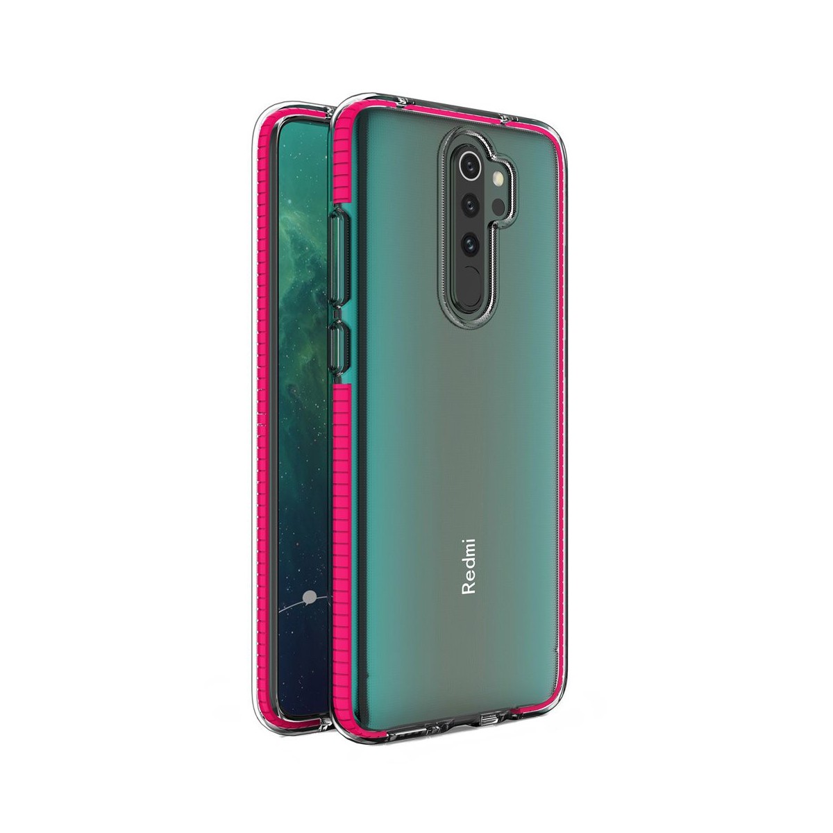 Funda Silicona Gel Tpu transparente con Marco Rosa para Xiaomi Redmi Note 8 Pro