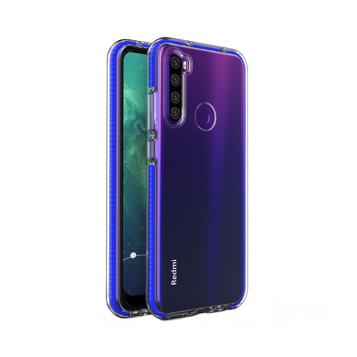 Funda Silicona Gel Tpu transparente con Marco Azul para Xiaomi Redmi Note 8T