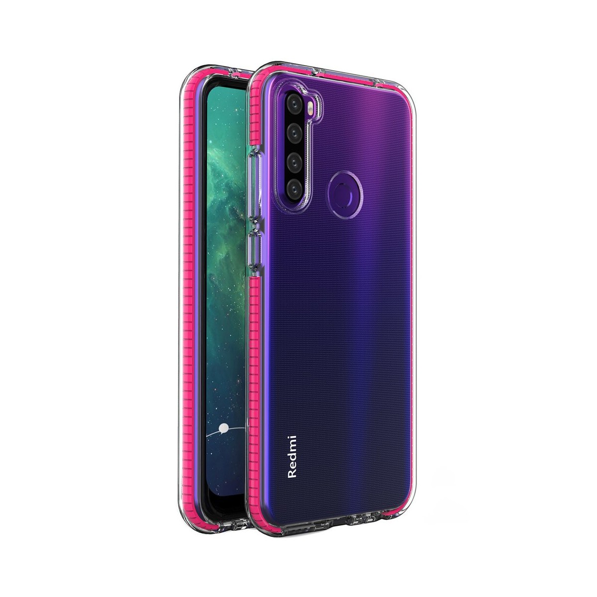 Funda Silicona Gel Tpu transparente con Marco Rosa para Xiaomi Redmi Note 8T