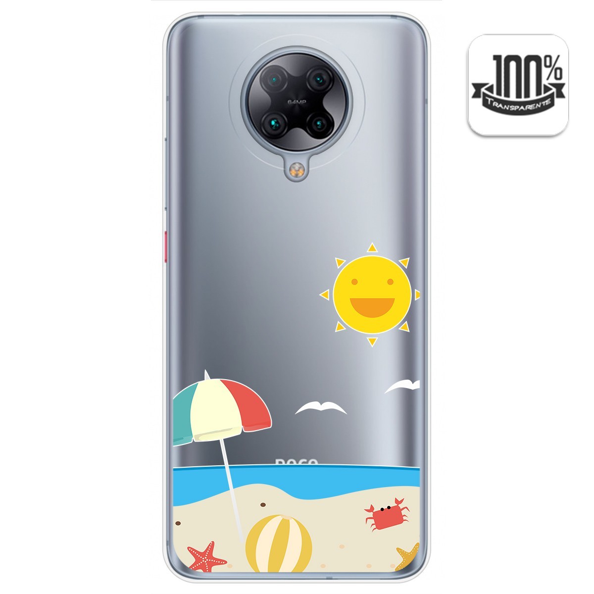 Funda Gel Transparente para Xiaomi POCO F2 Pro diseño Playa Dibujos