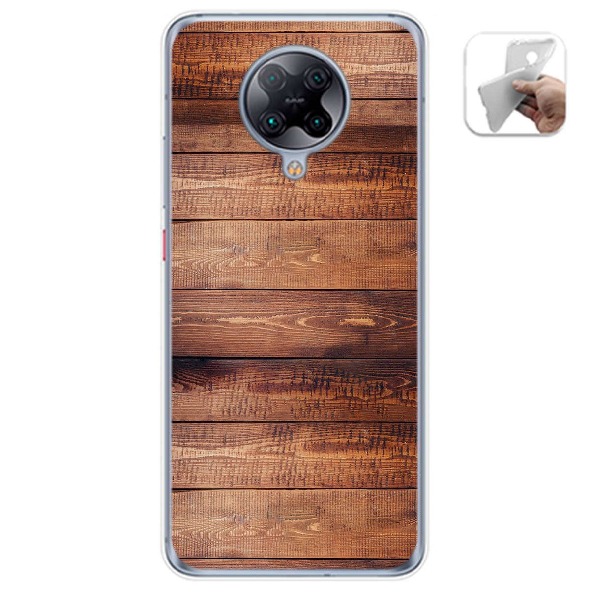 Funda Gel Tpu para Xiaomi POCO F2 Pro diseño Madera 02 Dibujos