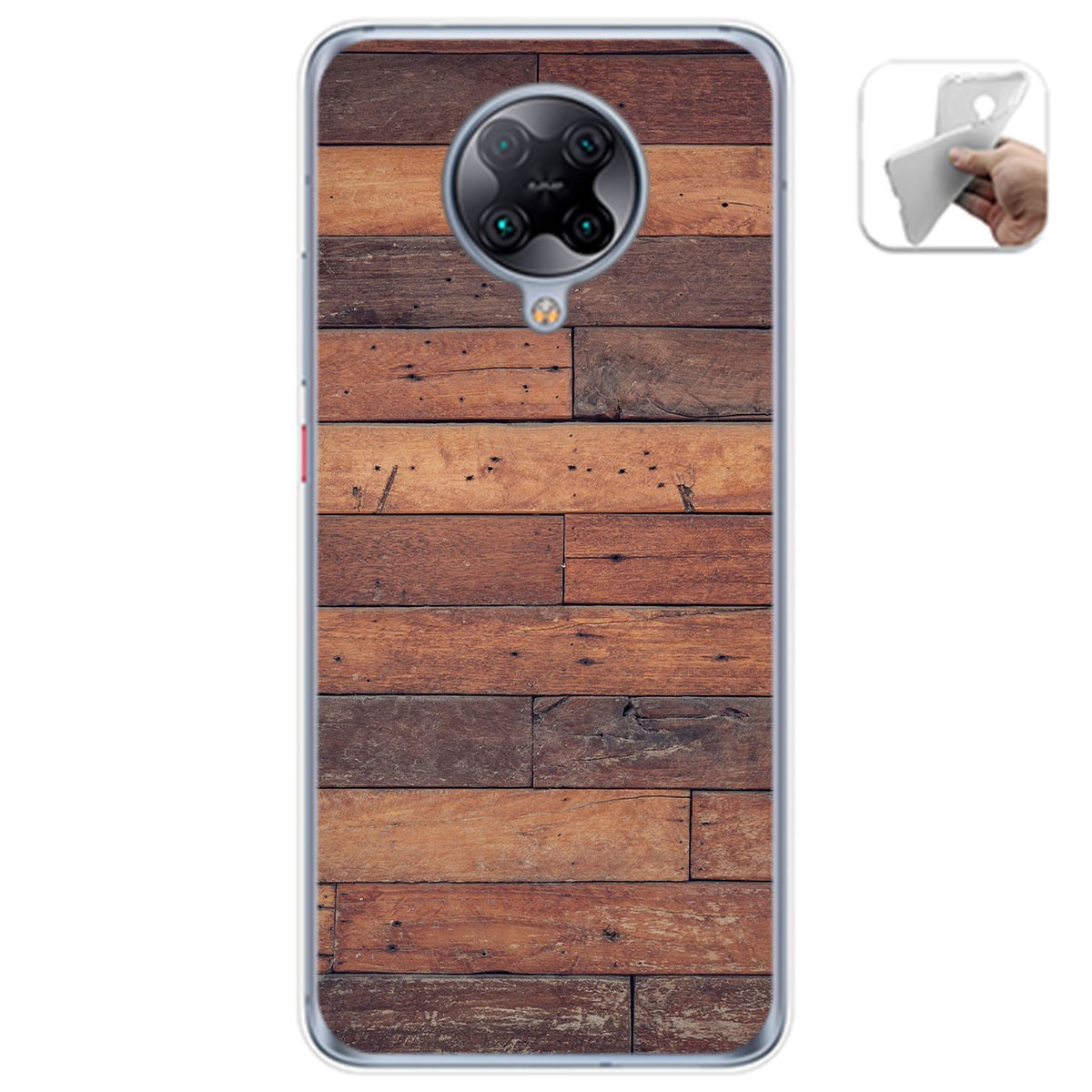 Funda Gel Tpu para Xiaomi POCO F2 Pro diseño Madera 03 Dibujos