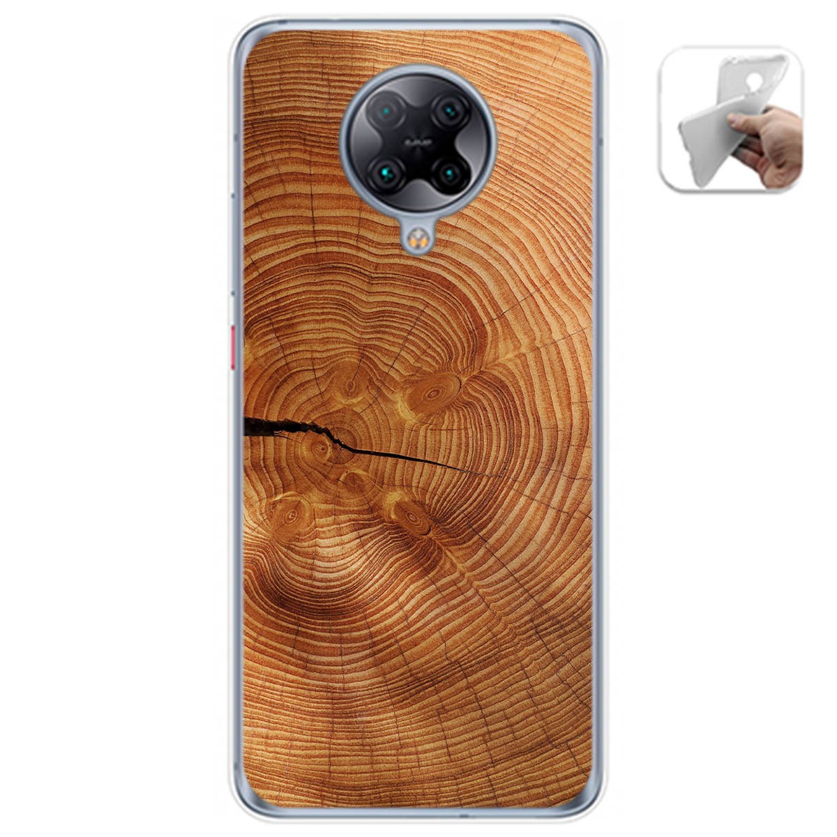 Funda Gel Tpu para Xiaomi POCO F2 Pro diseño Madera 04 Dibujos