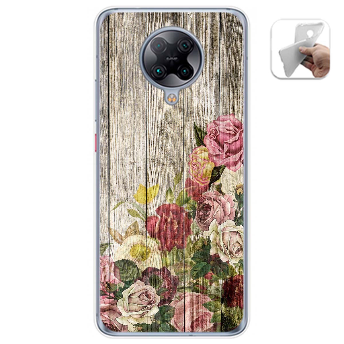Funda Gel Tpu para Xiaomi POCO F2 Pro diseño Madera 08 Dibujos