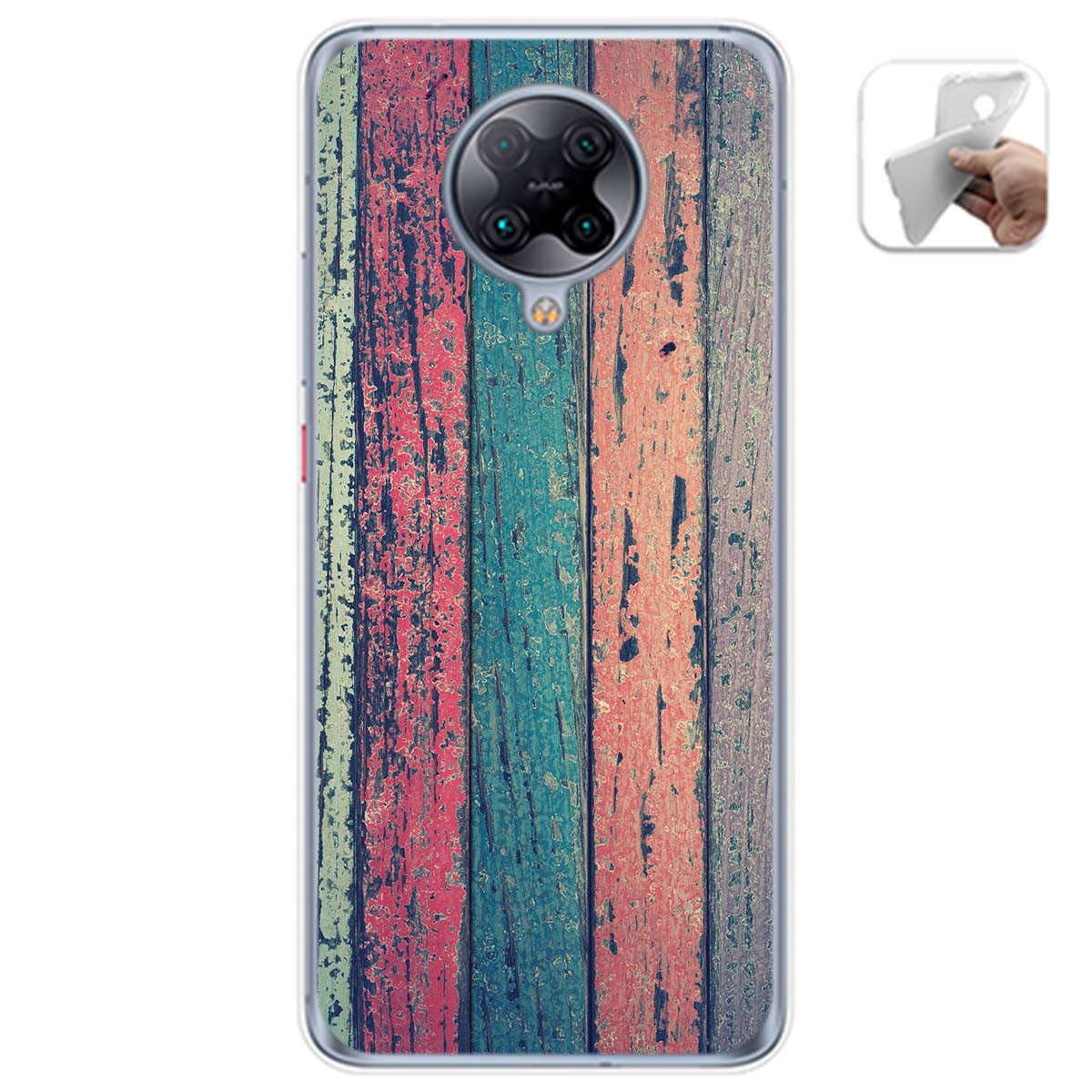 Funda Gel Tpu para Xiaomi POCO F2 Pro diseño Madera 10 Dibujos