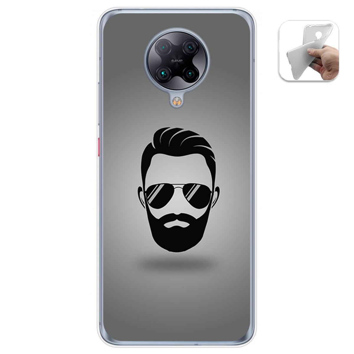 Funda Gel Tpu para Xiaomi POCO F2 Pro diseño Barba Dibujos