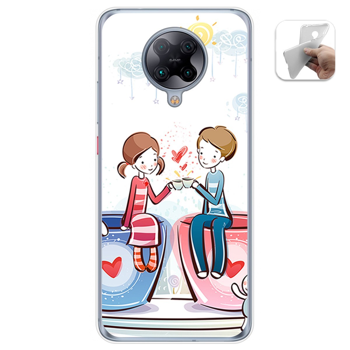 Funda Gel Tpu para Xiaomi POCO F2 Pro diseño Café Dibujos