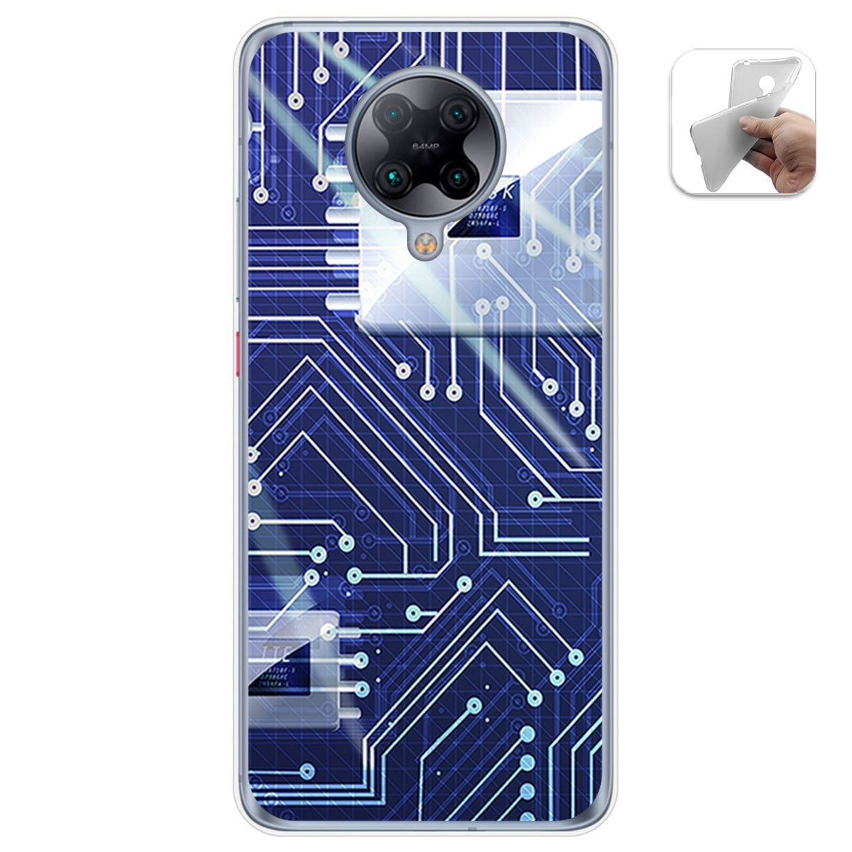 Funda Gel Tpu para Xiaomi POCO F2 Pro diseño Circuito Dibujos