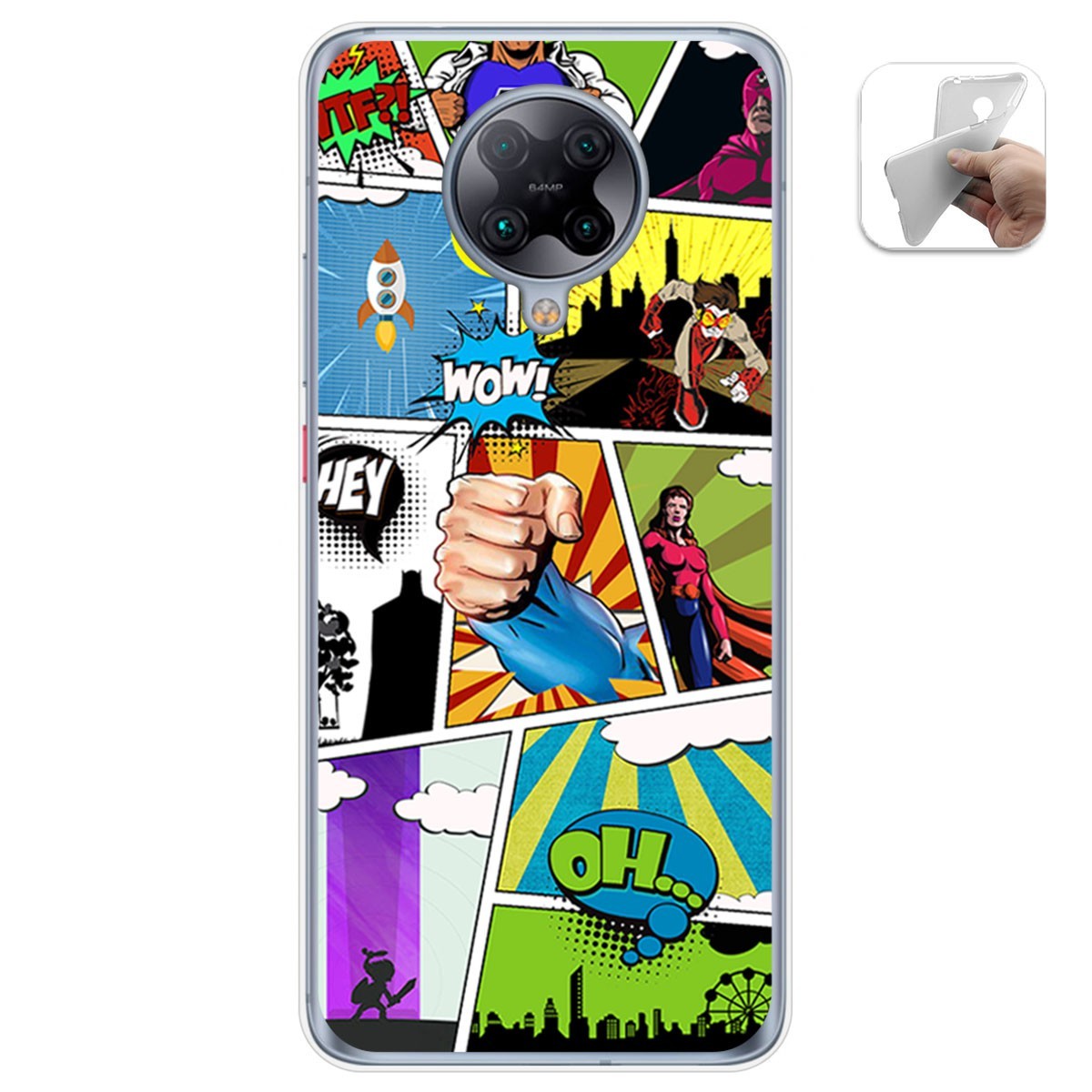 Funda Gel Tpu para Xiaomi POCO F2 Pro diseño Comic Dibujos