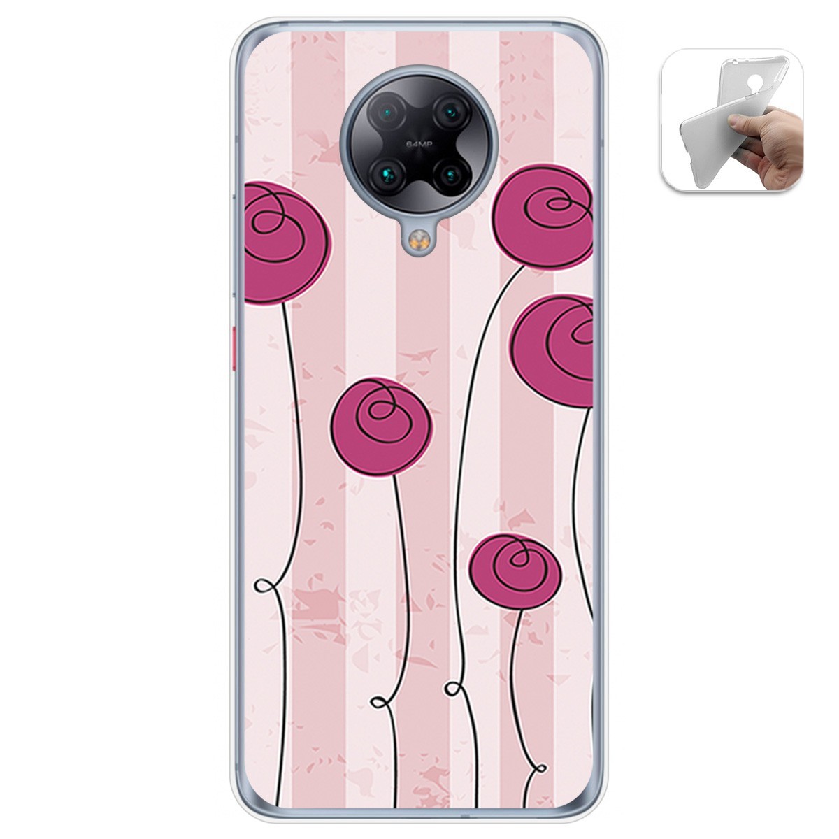 Funda Gel Tpu para Xiaomi POCO F2 Pro diseño Flores Vintage Dibujos