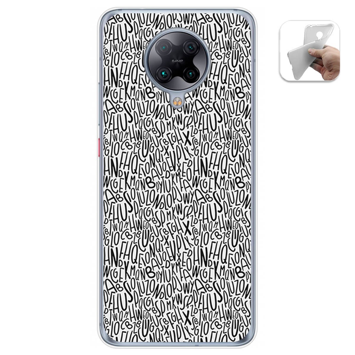 Funda Gel Tpu para Xiaomi POCO F2 Pro diseño Letras Dibujos