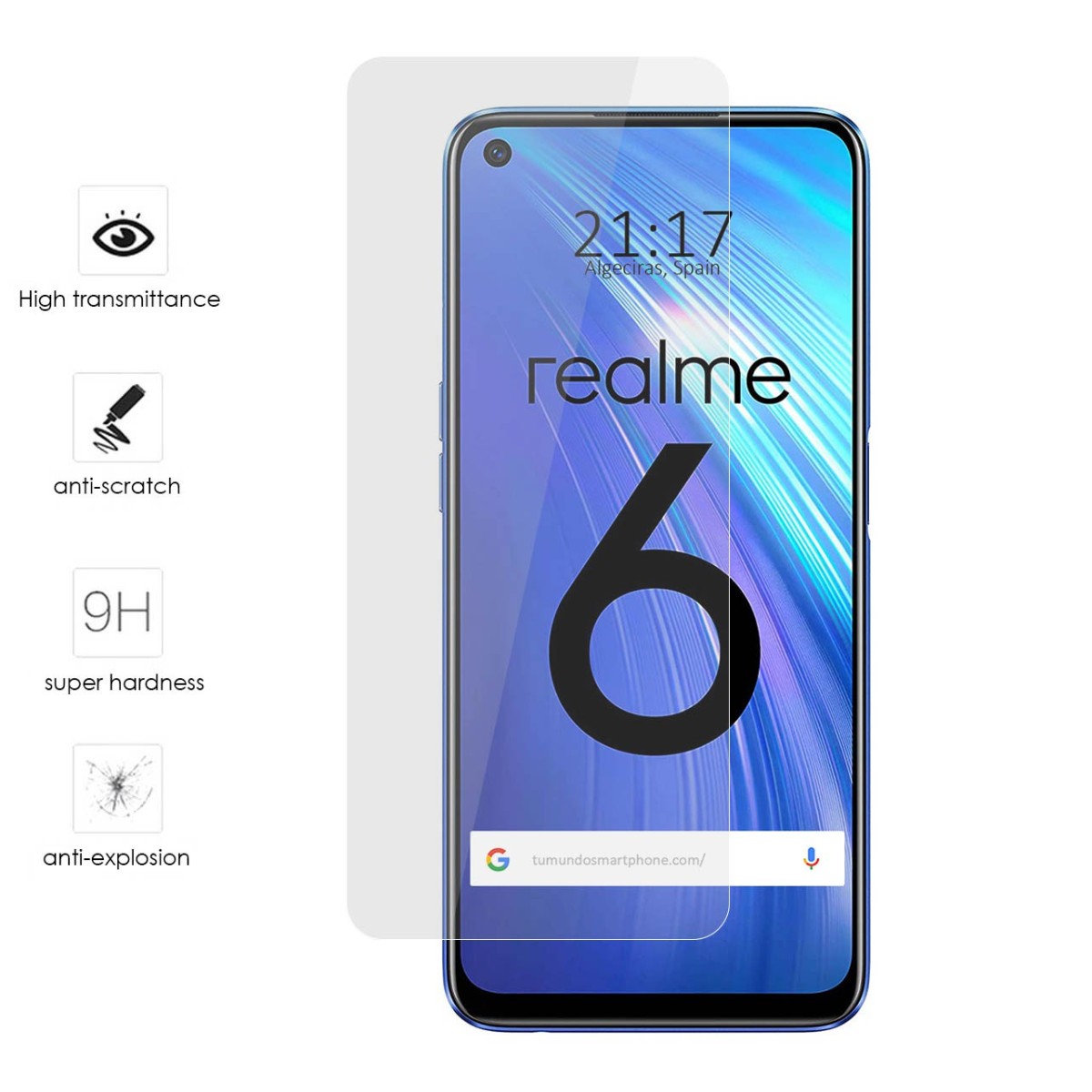 Protector Cristal Templado para Realme 6 Vidrio