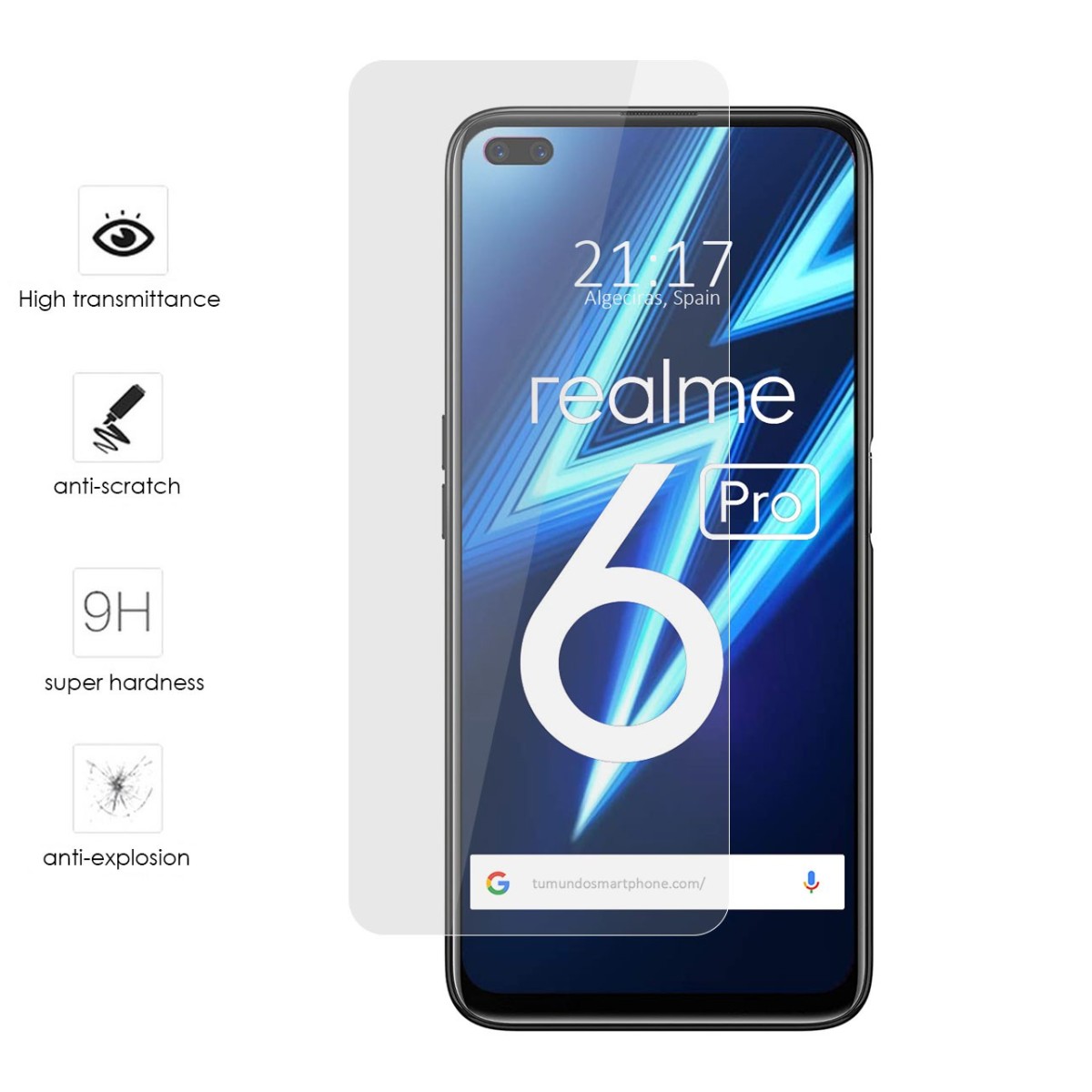 Protector Cristal Templado para Realme 6 Pro Vidrio