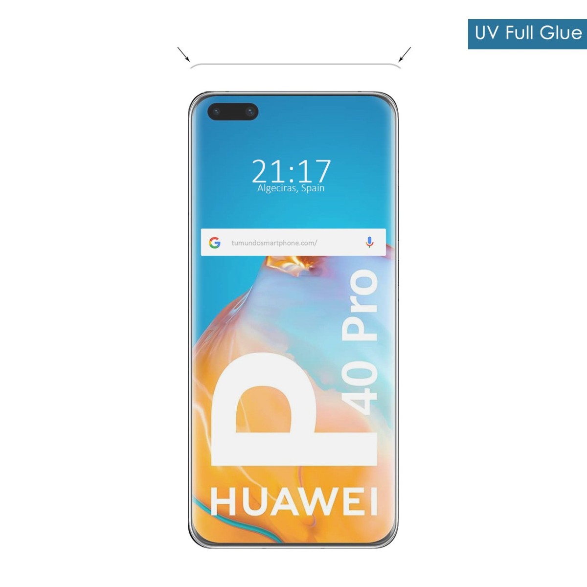 Protector Cristal Templado Completo Curvo UV Full Glue para Huawei P40 Pro