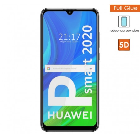 Protector Cristal Templado Completo 5D Full Glue Negro para Huawei P Smart 2020 Vidrio