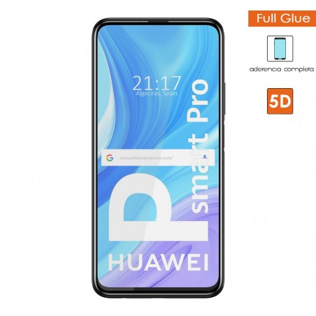 Protector Cristal Templado Completo 5D Full Glue Negro para Huawei P Smart Pro Vidrio