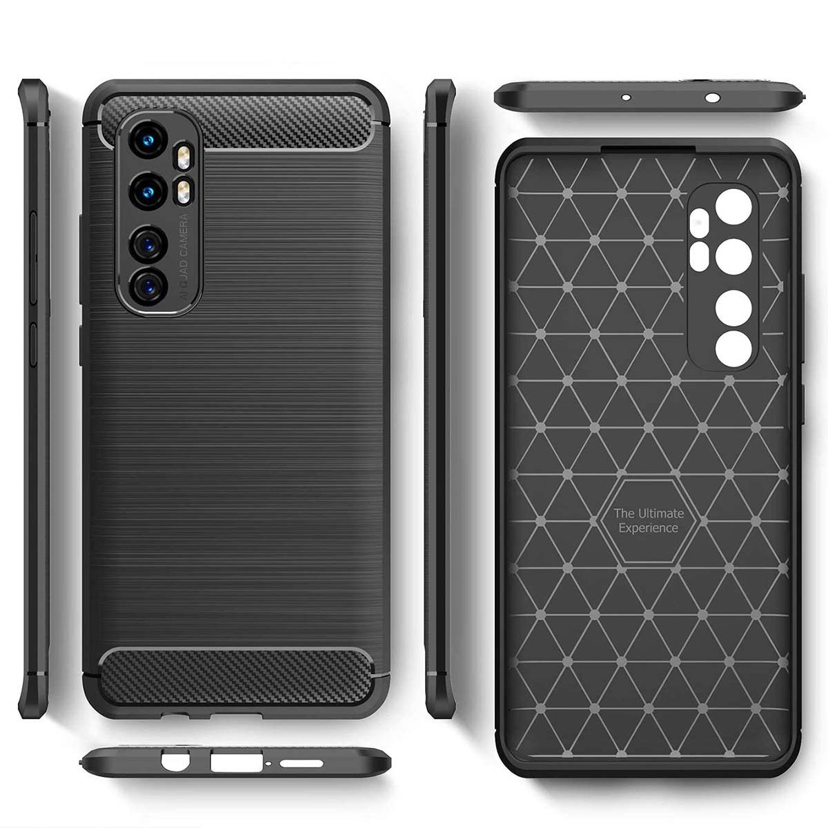 Funda Gel Tpu Tipo Carbon Negra para Xiaomi Mi Note 10 Lite