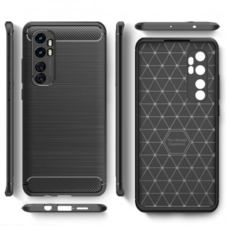Funda Gel Tpu Tipo Carbon Negra para Xiaomi Mi Note 10 Lite