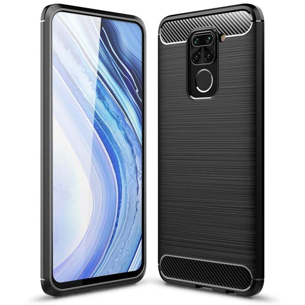 Funda Gel Tpu Tipo Carbon Negra para Xiaomi Redmi Note 9