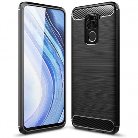 Funda Gel Tpu Tipo Carbon Negra para Xiaomi Redmi Note 9