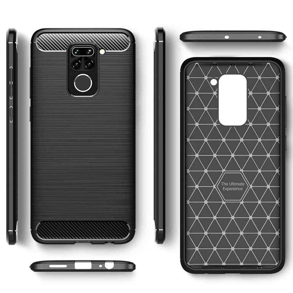 Funda Gel Tpu Tipo Carbon Negra para Xiaomi Redmi Note 9