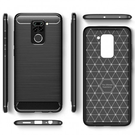 Funda Gel Tpu Tipo Carbon Negra para Xiaomi Redmi Note 9