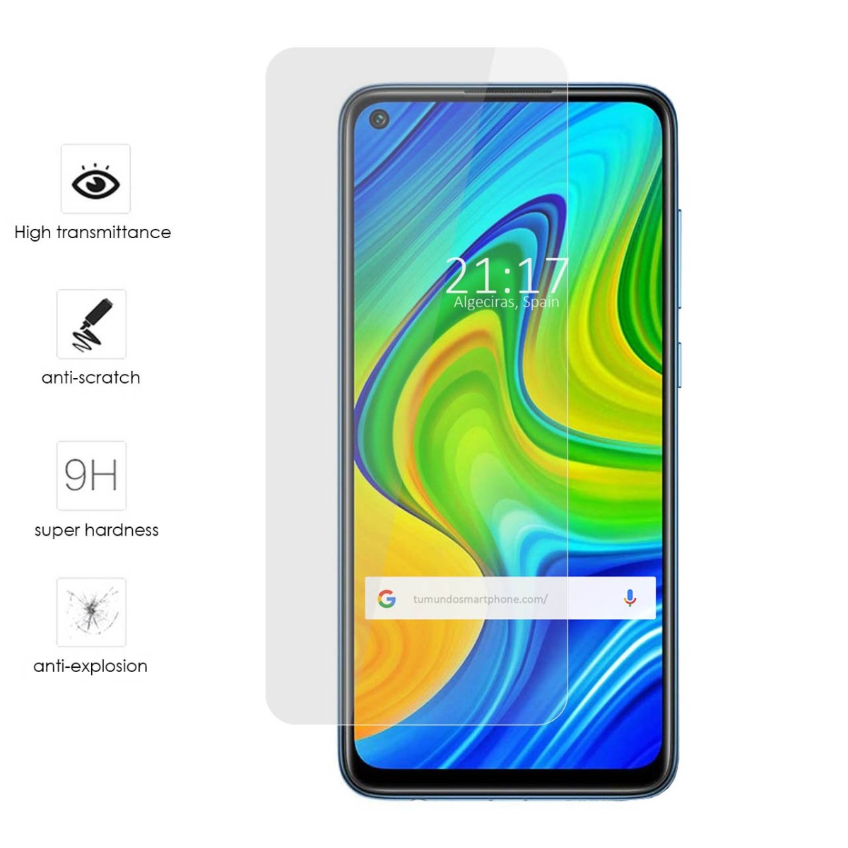 Protector Cristal Templado para Xiaomi Redmi Note 9 Vidrio