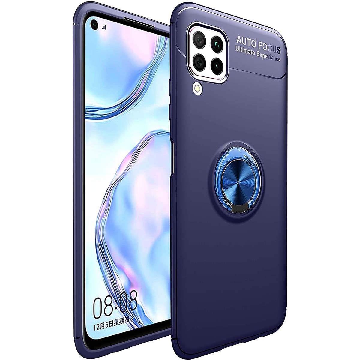 Funda Magnetica Soporte con Anillo Giratorio 360 para Huawei P40 Lite Azul