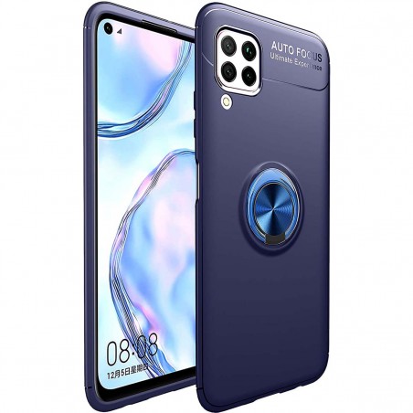 Funda Magnetica Soporte con Anillo Giratorio 360 para Huawei P40 Lite Azul