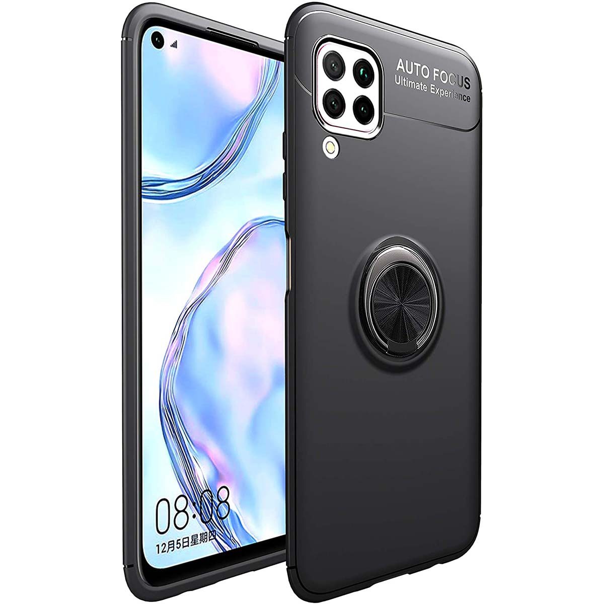 Funda Magnetica Soporte con Anillo Giratorio 360 para Huawei P40 Lite Negra