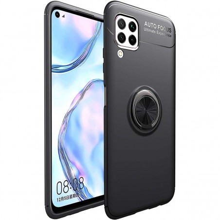 Funda Magnetica Soporte con Anillo Giratorio 360 para Huawei P40 Lite Negra