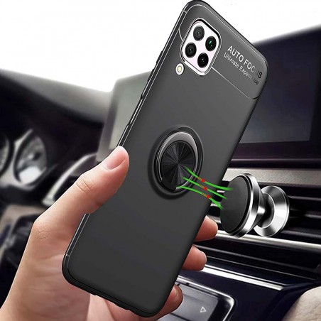 Funda Magnetica Soporte con Anillo Giratorio 360 para Huawei P40 Lite Negra
