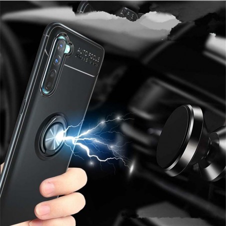 Funda Magnetica Soporte con Anillo Giratorio 360 para Oppo Find X2 Lite Negra